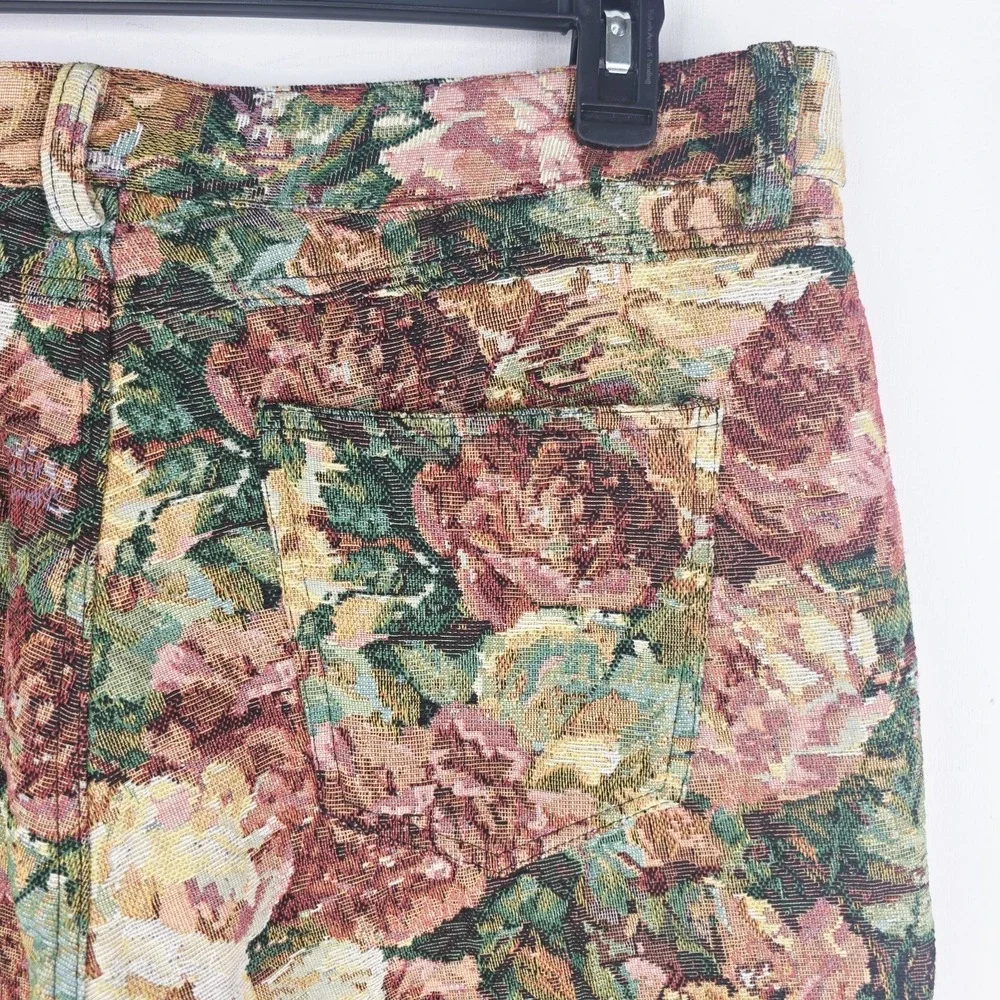 Fashion‎ Nova Men's 34X35 Denim Floral Flared Tapestry Cargo Pockets Lined Pants